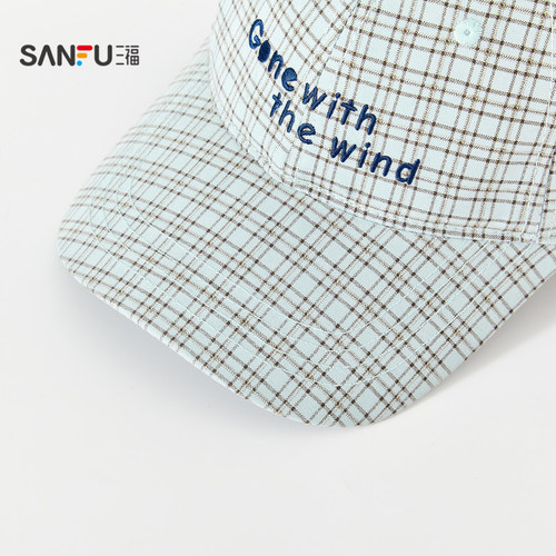 三福韩系清新格纹棒球帽鸭舌帽 时尚服饰配件配饰帽子518265 - 图3