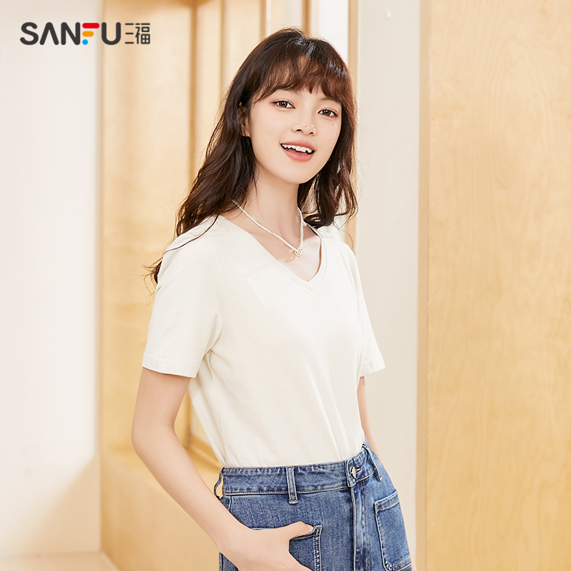 三福短袖2023夏季新款宽松正肩t恤 三福服饰T恤