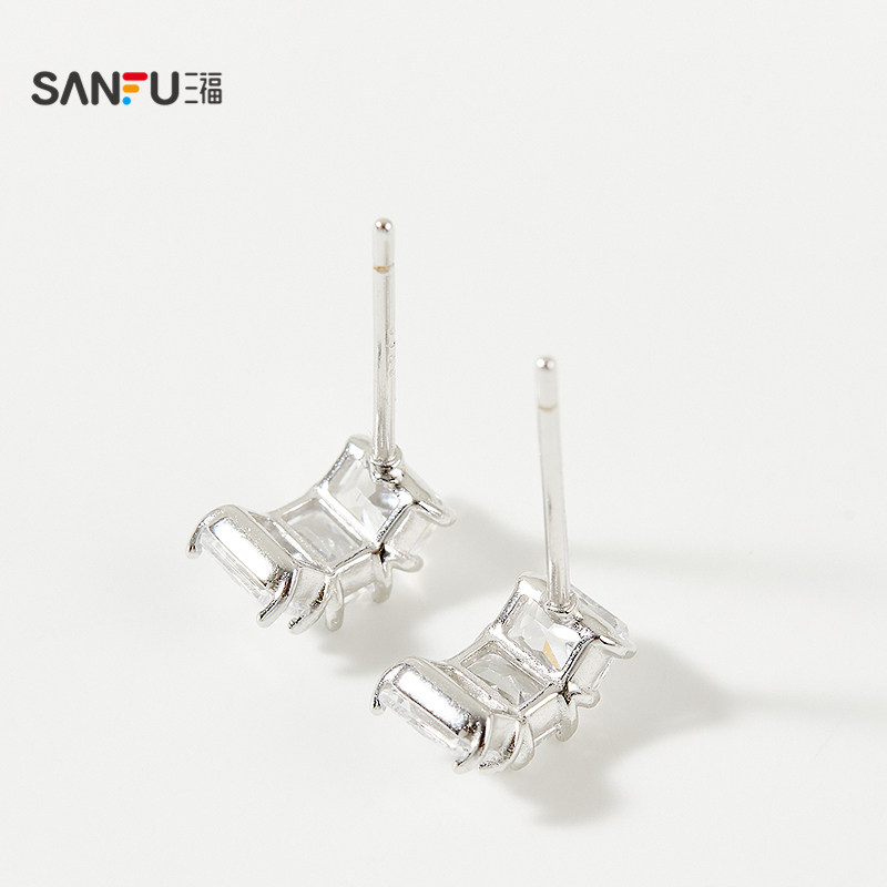 三福925银闪耀耳钉一对 气质时尚氛围感首饰配饰耳环845427,淘宝优惠券,粉丝福利购,淘宝优惠卷