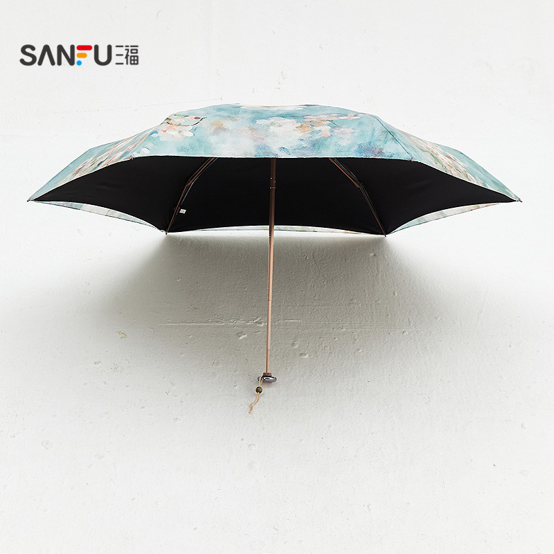 Sanfu double-layer texture 50% fold umbrella new Chinese style daily use sunny or rainy parasol 852704