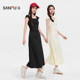 Sanfu Dress 2025 new summer French temperament pleated long skirt slim black skirt women's clothing