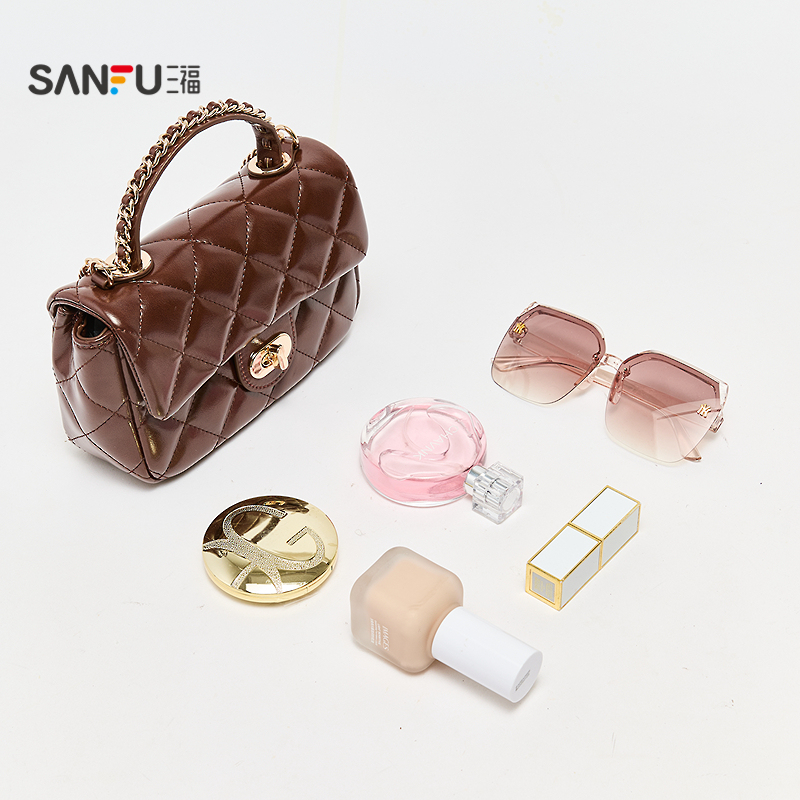 三福手提包冬季韩系菱格小香风链条纯色方包时尚女包512711 - 图2