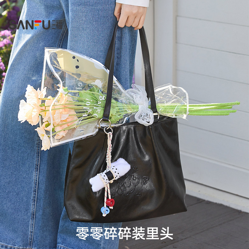 三福挎包女新款包包休闲通勤女包多巴胺大容量单肩包托特包458518