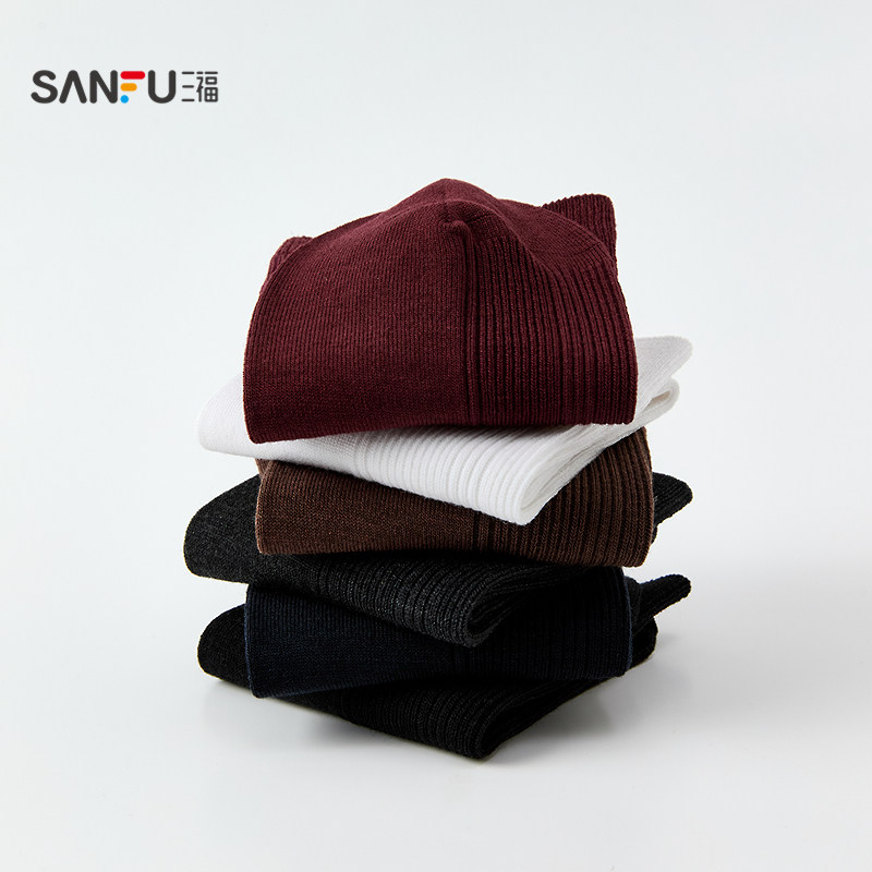 三福女短筒袜单双装 简约肌理花瓣口柔软薄羊毛女袜袜子850933,淘宝优惠券,粉丝福利购,淘宝优惠卷