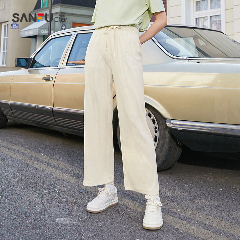 三福阔腿裤2022夏新款小个子长裤子 三福服饰休闲裤