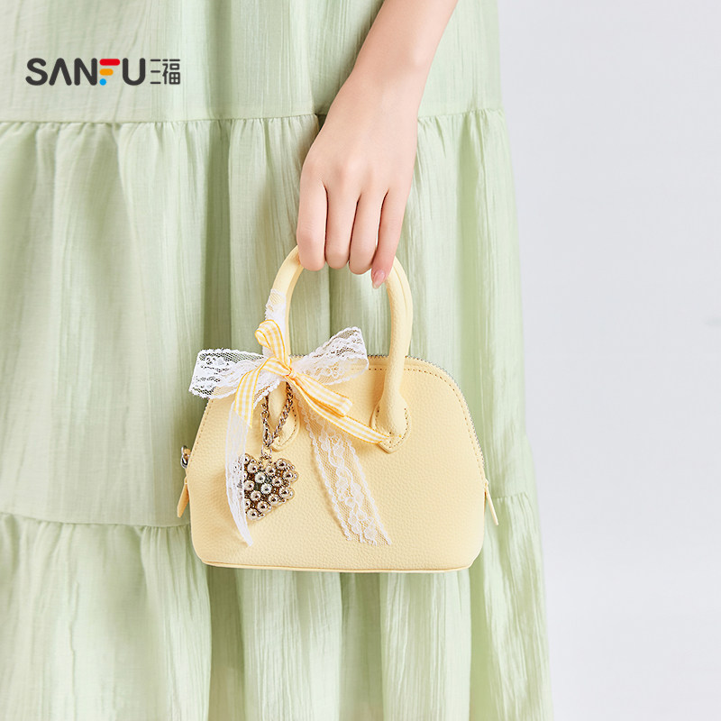 三福手提包夏季浪漫花园法式贝壳包蕾丝蝴蝶结柔软女包501460,淘宝优惠券,粉丝福利购,淘宝优惠卷