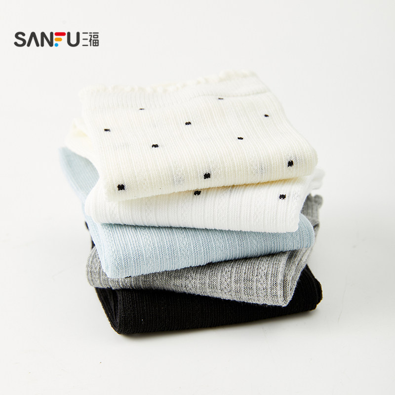 三福女短筒袜单双装 甜美波点易搭配柔软透气女袜袜子504751,淘宝优惠券,粉丝福利购,淘宝优惠卷