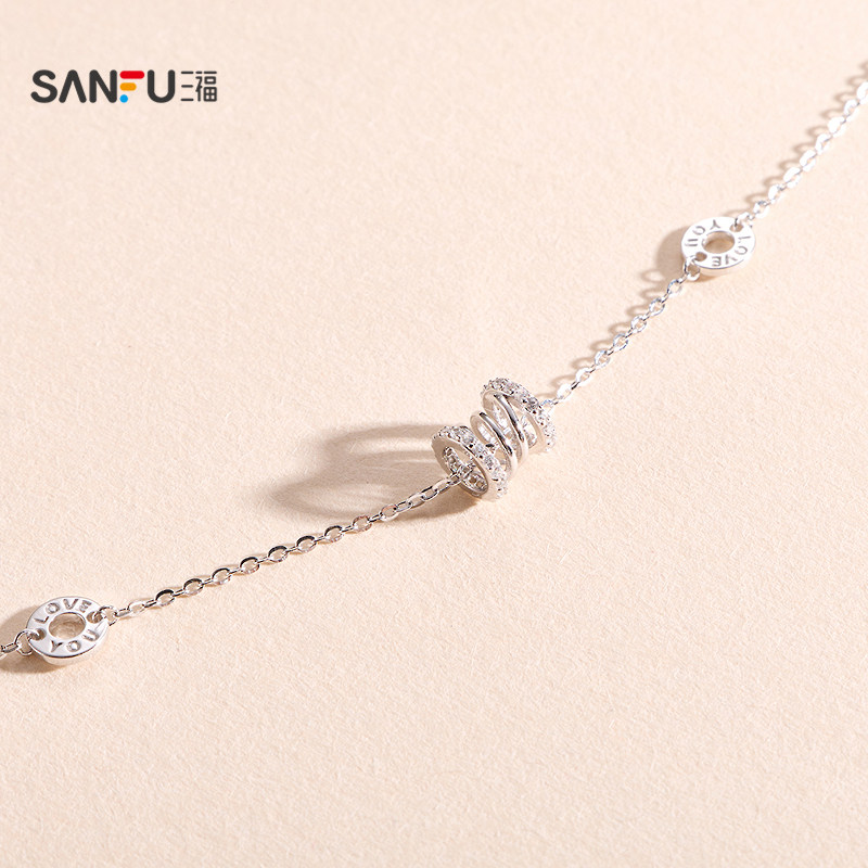 三福925银星环素链手链单条 时尚设计感首饰配饰链条852581,淘宝优惠券,粉丝福利购,淘宝优惠卷