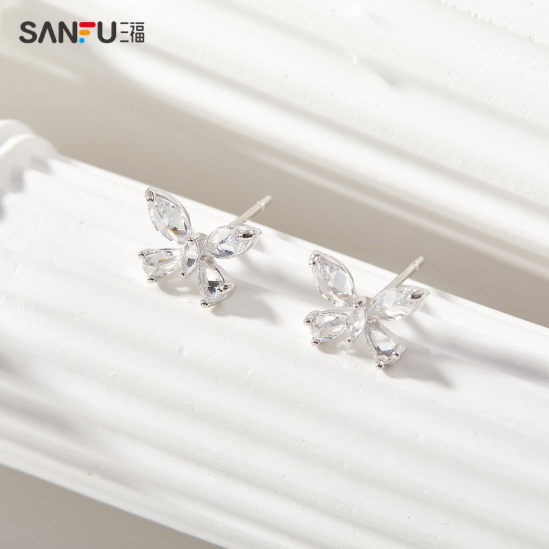 三福925银闪亮亮耳钉一对 清新气质首饰耳饰配饰耳环838730,淘宝优惠券,粉丝福利购,淘宝优惠卷