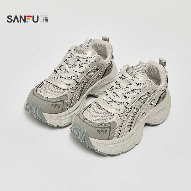 三福女运动鞋春季轻机能街头风透气网孔厚底老爹鞋女鞋852161,淘宝优惠券,粉丝福利购,淘宝优惠卷