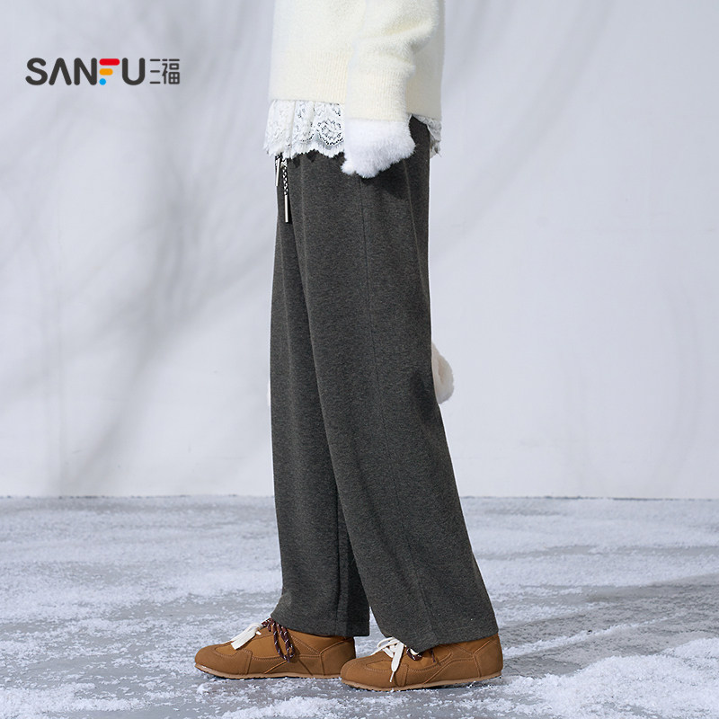 三福休闲裤2025新款冬季爱心蝴蝶结弯刀裤子宽松糯米裤女装512026,淘宝优惠券,粉丝福利购,淘宝优惠卷