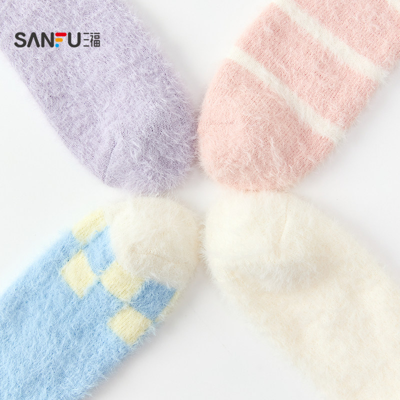 三福 女袜套单双装 甜系清新提花氛围感地板袜腿套袜子848552,淘宝优惠券,粉丝福利购,淘宝优惠卷