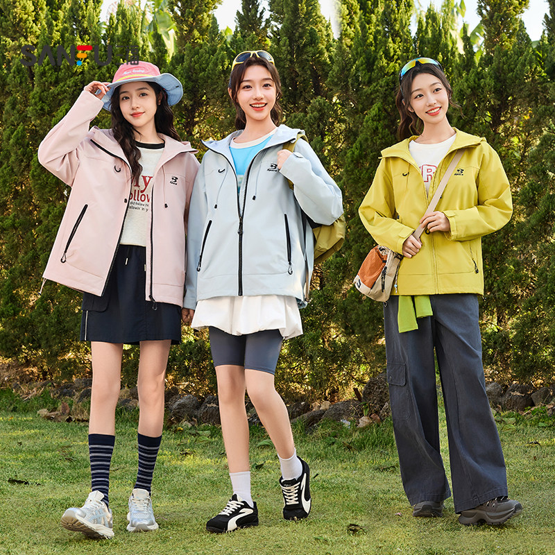 三福单外套2026春季英文印花拉链口袋户外宽松上衣女装514762,淘宝优惠券,粉丝福利购,淘宝优惠卷