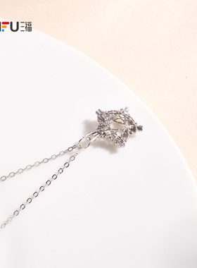 三福925银休闲星巢短项链单条 街潮个性首饰配饰链条852177