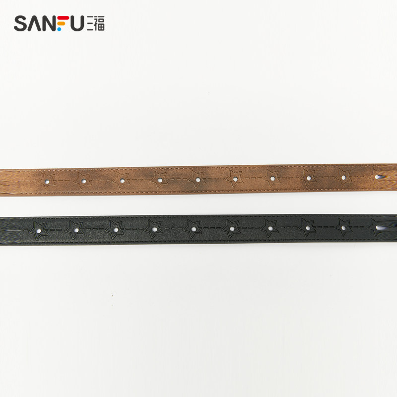 Sanfu women's belt wasteland blooming star embossed punching exquisite routing belt belt 483616