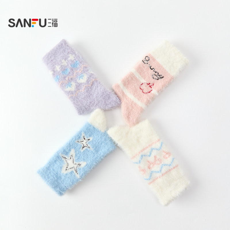 三福 女袜套单双装 甜系清新提花氛围感地板袜腿套袜子848552,淘宝优惠券,粉丝福利购,淘宝优惠卷