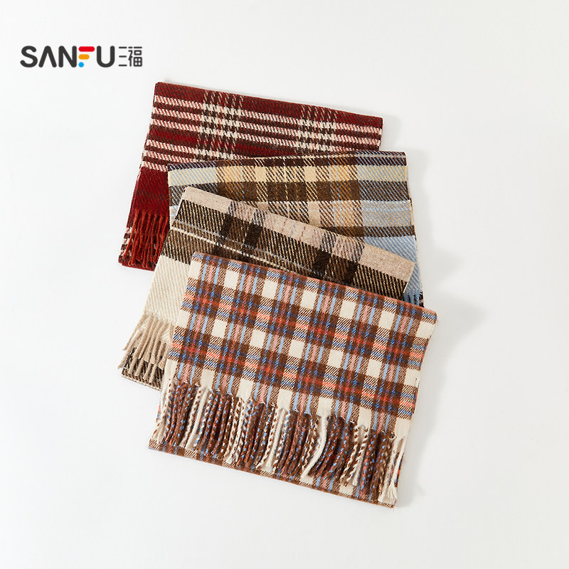 三福复古格长巾围巾 时尚氛围服饰配件造型配饰保暖围脖850638,淘宝优惠券,粉丝福利购,淘宝优惠卷