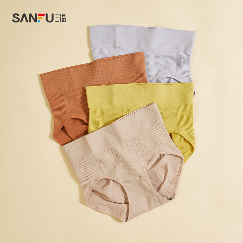 三福高腰女简约透气舒适收腹内裤 三福服饰内裤