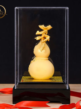 龙美佳绒沙金葫芦摆件中式家居客厅酒柜博古架摆设创意装饰品乔迁