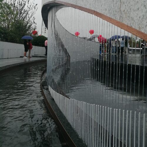 水幕墙流水帘拉线水幕光纤水帘观赏降温景观流水庭院水景圆形水幕 - 图0