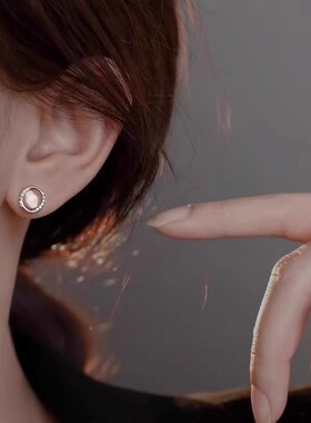 轻奢镶钻猫眼石菱形耳钉女送闺蜜