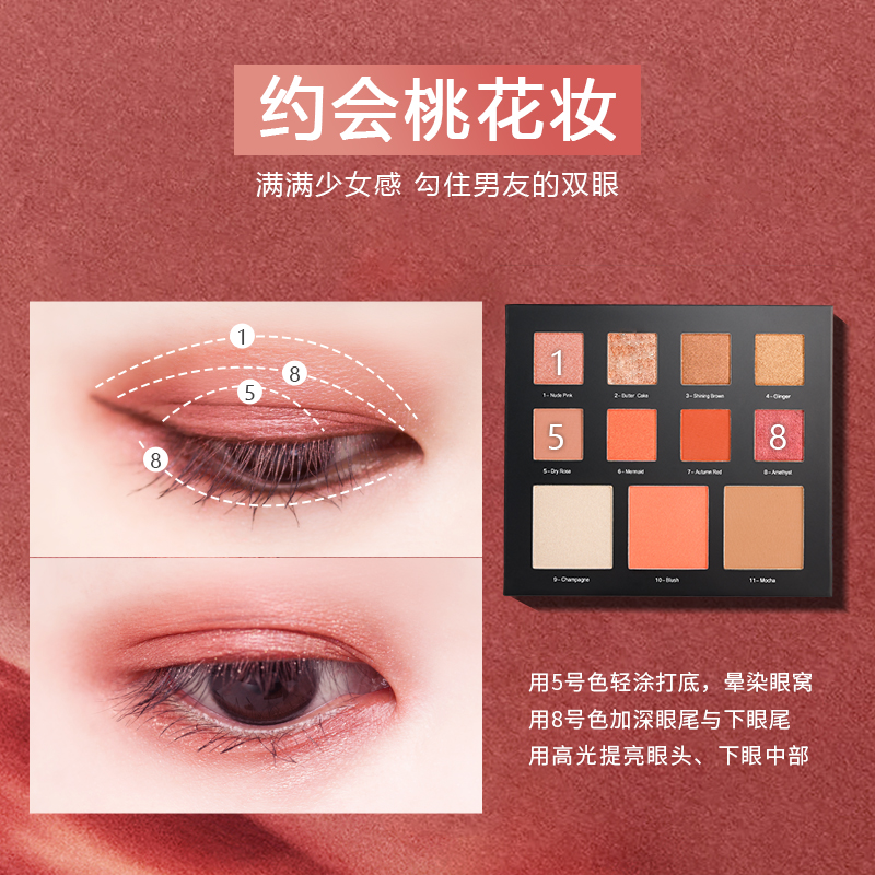 安植easy beauty旭日玫瑰眼影盘彩妆盘高光修容盘-图3