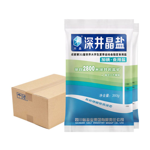 四川盐业 加碘深井晶盐矿食用盐整箱350g*60袋 盐巴细盐商用批发 - 图3