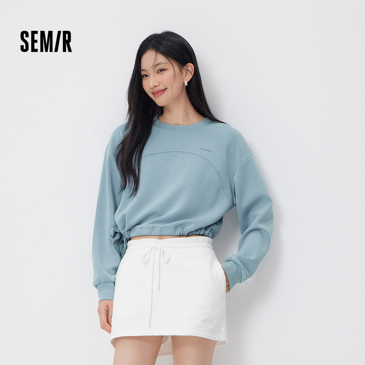 森马卫衣女春季短款圆领宽松字母抽绳休闲ins潮流简约小心机上衣,淘宝优惠券,粉丝福利购,淘宝优惠卷