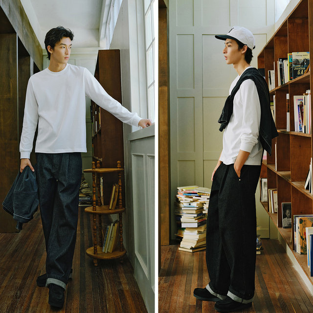 Semir couple base shirt pure cotton long-sleeved T-shirt men