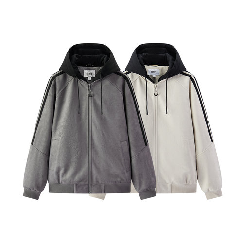 商场同款|森马棉服男冬季假两件连帽外套2025新款撞色运动风上衣 - 图3