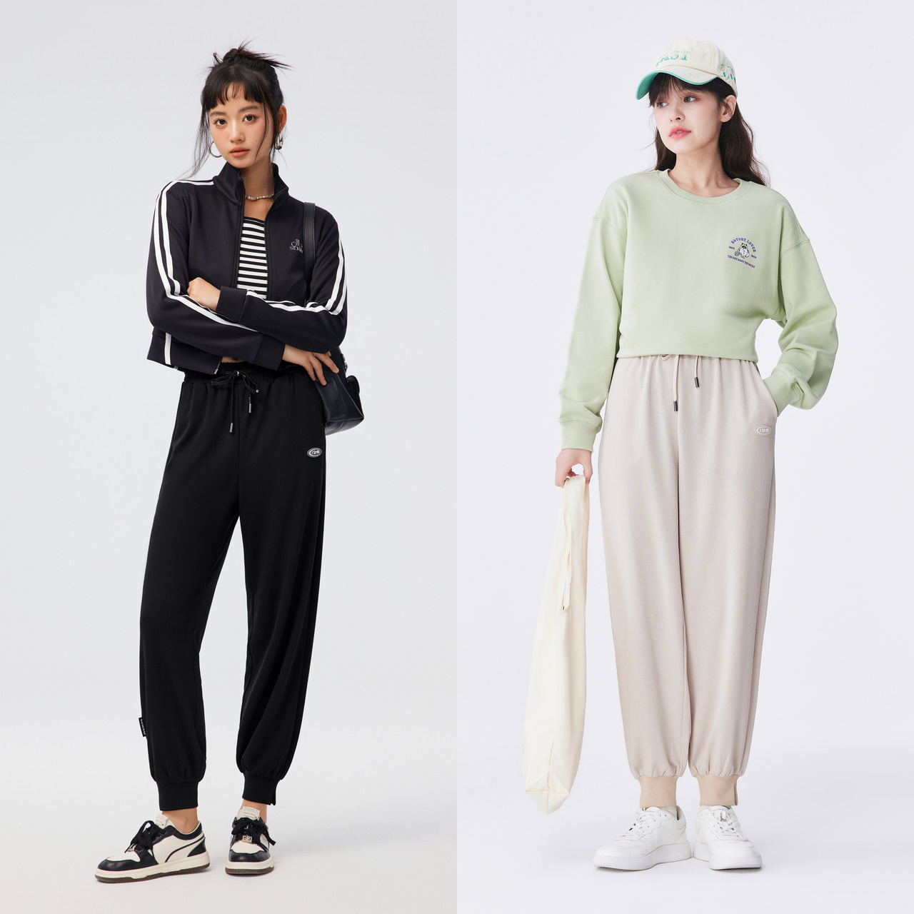 森马休闲裤女开叉束脚九分裤小个子秋季质感