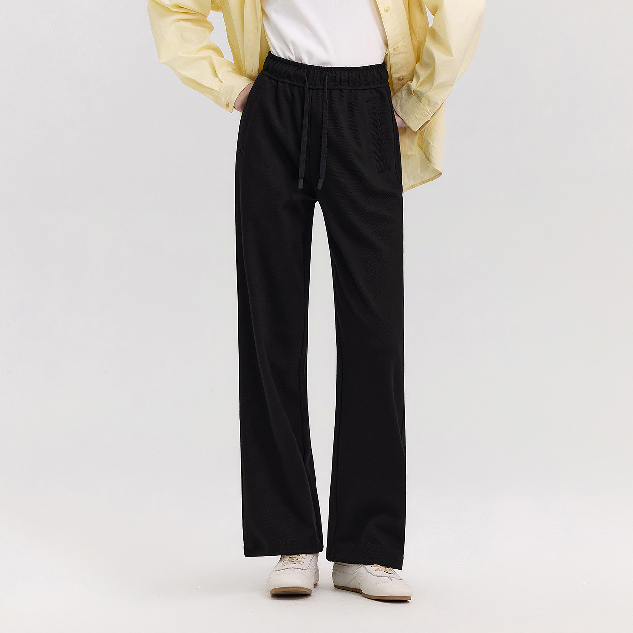 [商场同款]森马休闲裤女百搭阔腿裤2025新款春季抽绳卫裤ins潮流