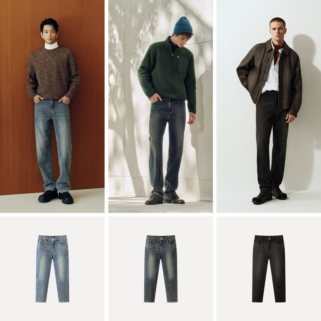 森柔牛仔|森马牛仔裤男复古做旧直筒裤2025冬季新款长裤弹力抓绒 - 图3