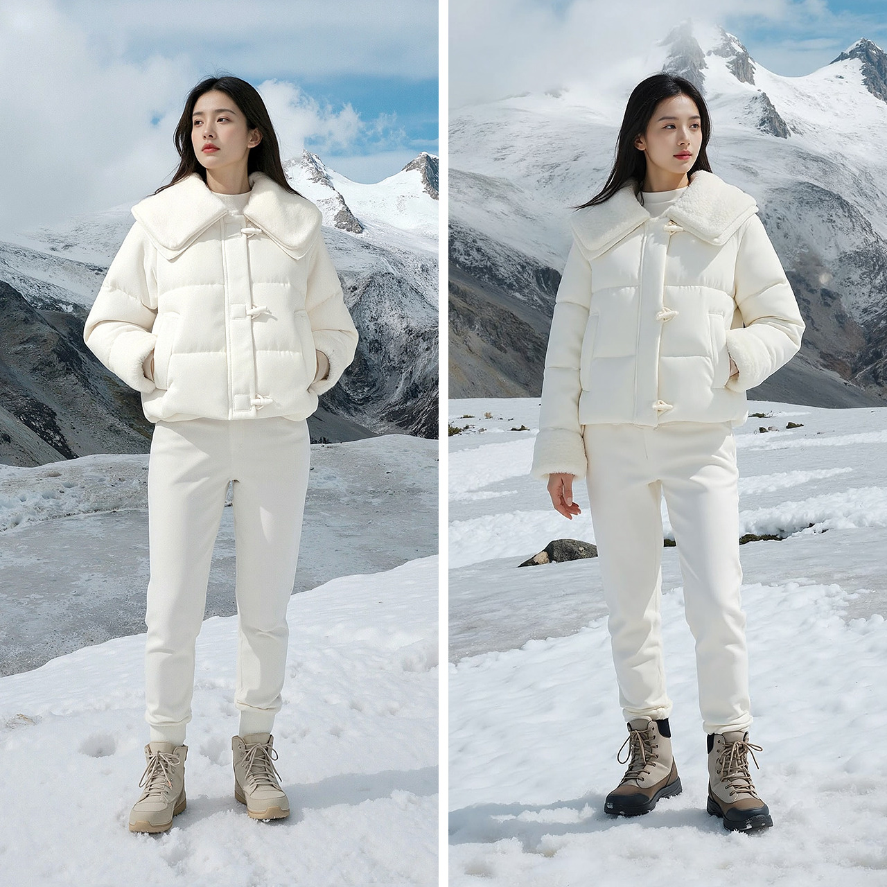 森马羽绒服女冬季拼接毛领大翻领80绒子宽松2025新款温柔甜美上衣