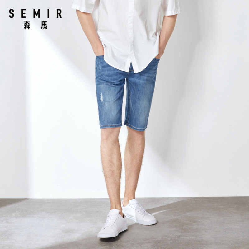 森马2020夏季新款牛仔男生破洞短裤 森马牛仔裤