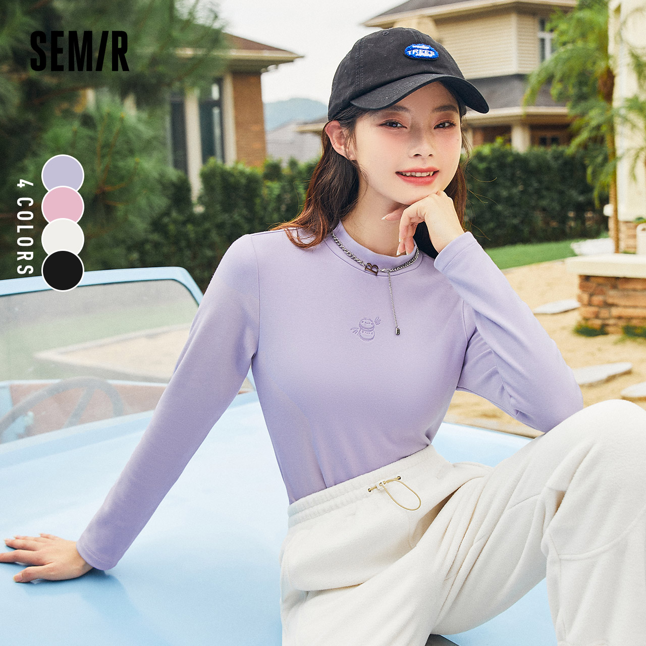 森马女小高领德绒长袖T恤