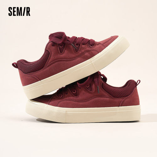Semir男鞋板鞋2025秋冬新款红色复古面包鞋百搭男士运动休闲鞋子 - 图1