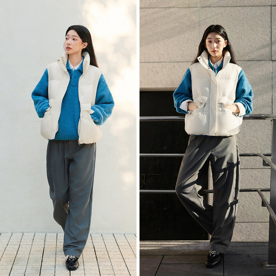 Semir water repellent solid color oversize cotton vest for women