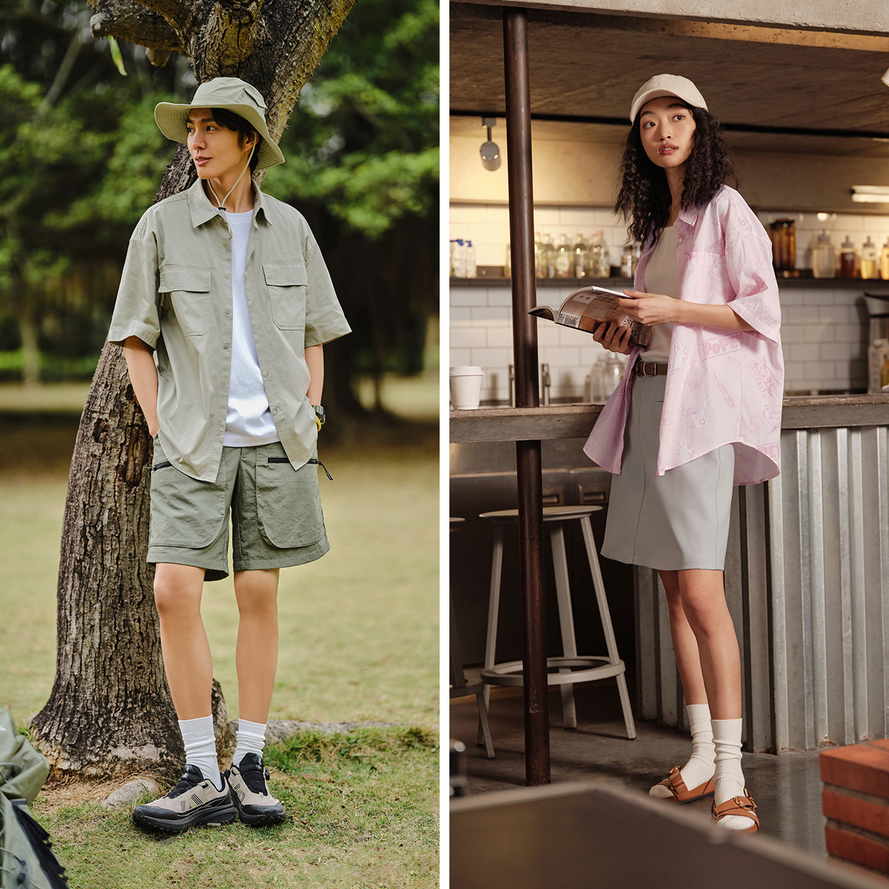 【福袋】森马短袖衬衫男户外工装衬衣外套夏季时尚印花易打理上衣