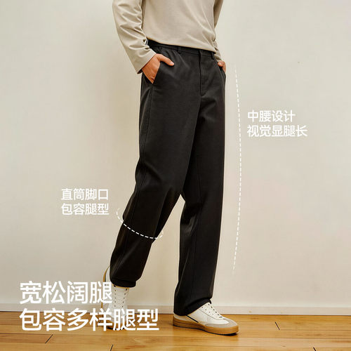 王安宇同款森马宽松直筒裤春夏薄款cleanfit裤子百搭纯棉休闲裤男 - 图0