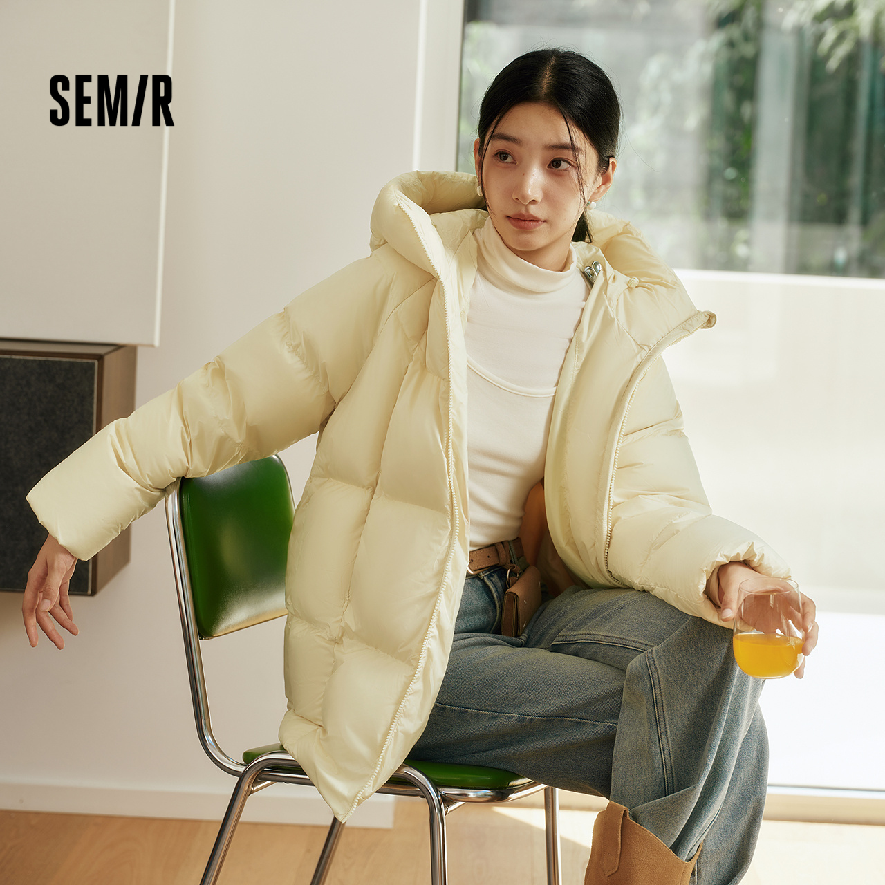 轻松|森马羽绒服女冬一手长90绒子厚款三防龟背2025新款连帽外套