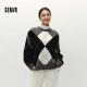 Semir diamond check contrasting loose shoulder sweater for women