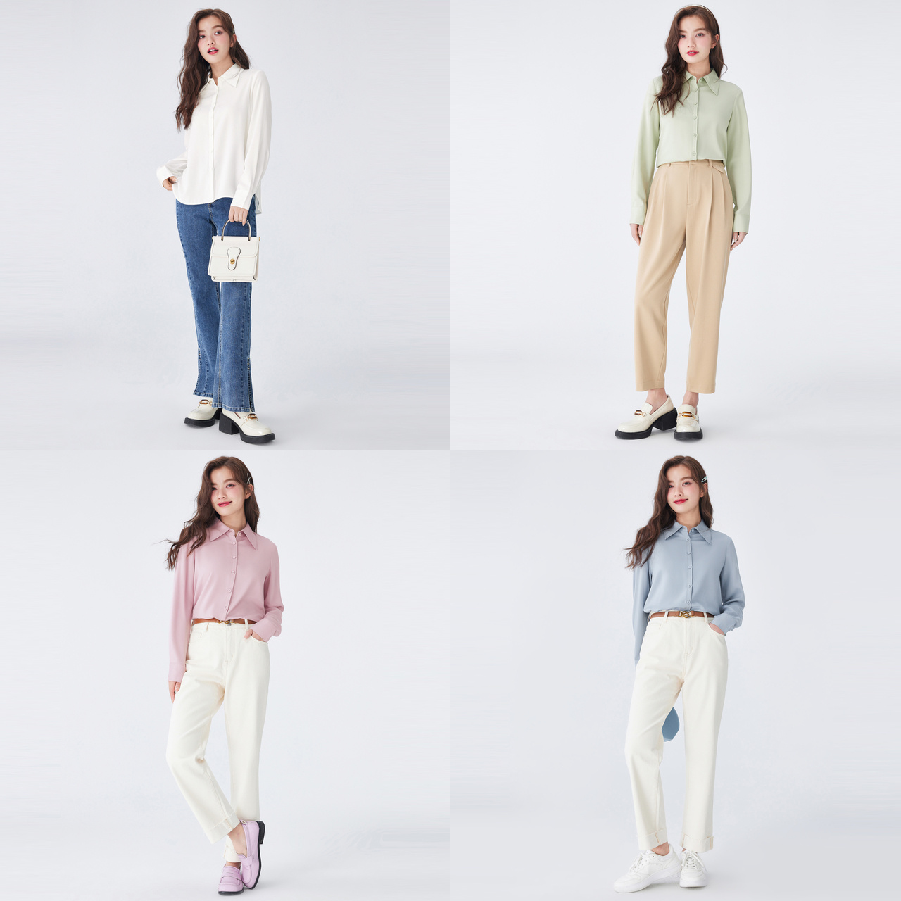 森马长袖衬衫女尖领基础易打理简约