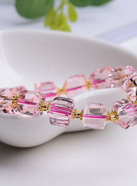方块水晶手链外贸欧美手串奥地利小众高级感时尚彩色几何形手饰女