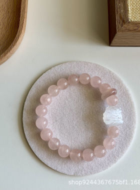 小众珐琅彩女生白色醒狮高颜值手串森系手饰民族风水晶手串ins