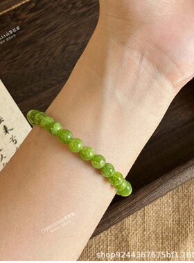 新中式橄榄玉石串珠手链小众高级感复古vintage国风玉髓叠戴手串