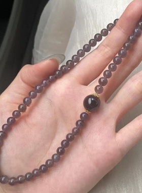 烟灰手串仿和田钰烟紫小众双圈手串紫色气质百搭贵气招财碧玺手链