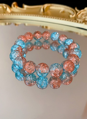 彩色碎珠樱花琉璃手串女ins小众设计手链新款高级感串珠礼物批发