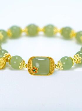 步步生莲仿和田玉手链方糖莲蓬手链高档大气抖音同款中国风莲蓬中