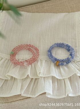 原创新中式天然石手串清新串珠超仙手链气质感叠戴甜美时尚学生版